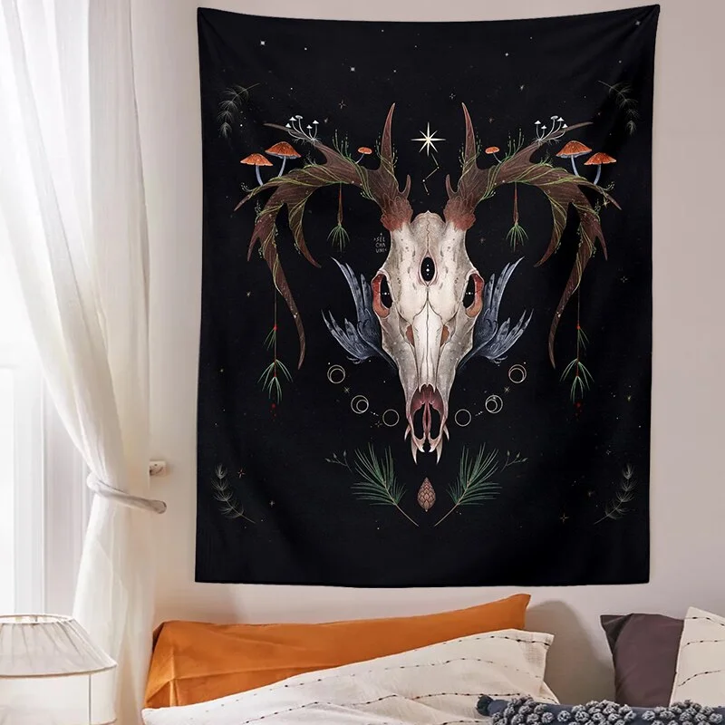 Botanical Mushroom Tapestry Wall Hanging Vintage moon phase Hippie Bohemian Tapestries Colorful Psychedelic INS Home Decor