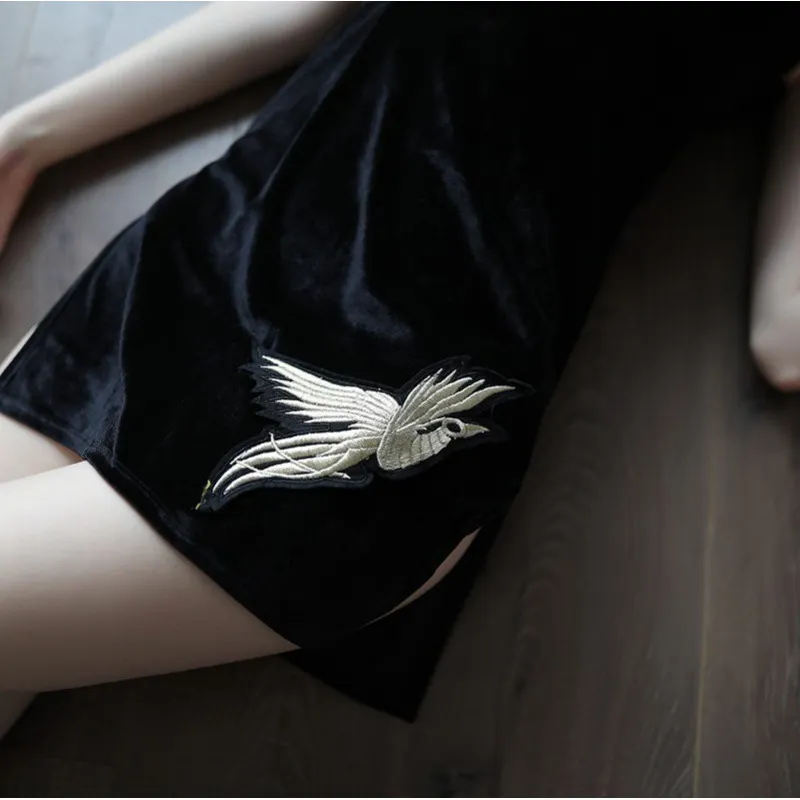 Churchf Sex Lingerie Show Back Eagle Bird Cheongsam Small Breast Passion Set Sexy Classical Nightclub Teasing Sexy Seduction
