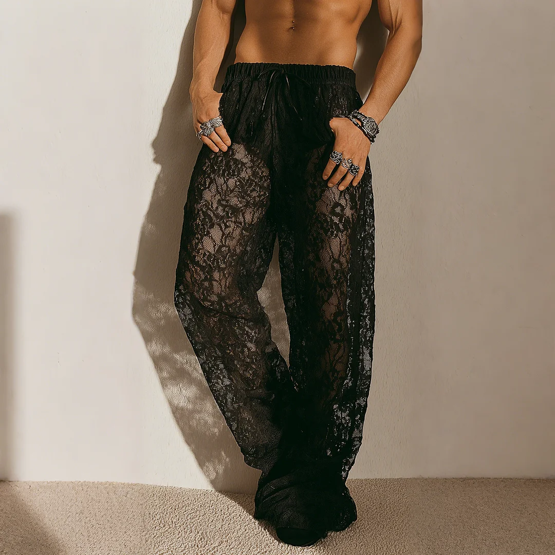 Men's Casual Loose-fitting, Comfortable, Breathable Lace Trousers-inspireuse