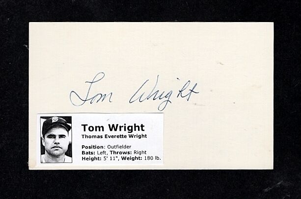 1948-51 TOM WRIGHT-BOSTON RED SOX 3X5 CARD W/Photo Poster painting-(d.2009)