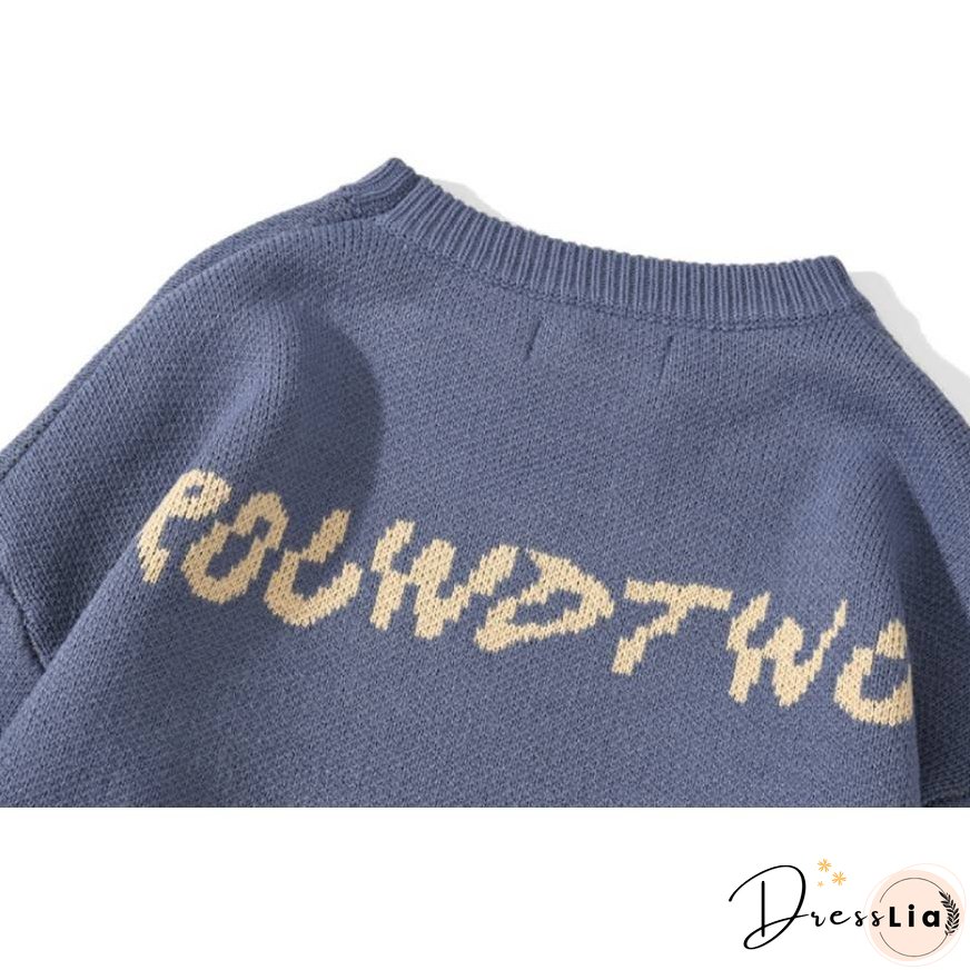 Butterfly & Letters Graffiti Print Sweater
