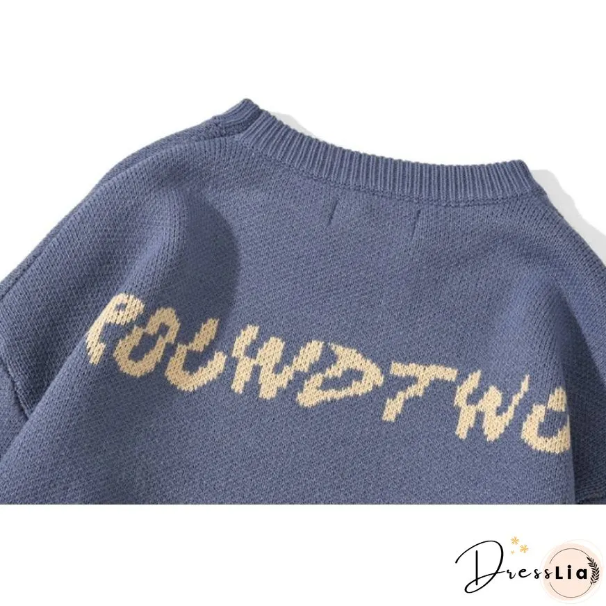 Butterfly & Letters Graffiti Print Sweater