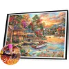 Rue au bord de la rivi&egrave;re-perceuse ronde peinture diamant-50*35cm