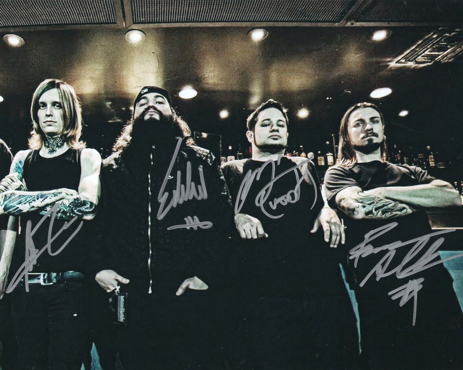 Group Signed 8x10 Photo Poster painting w/ COA All Shall Perish Band Hate Malice Revenge #1