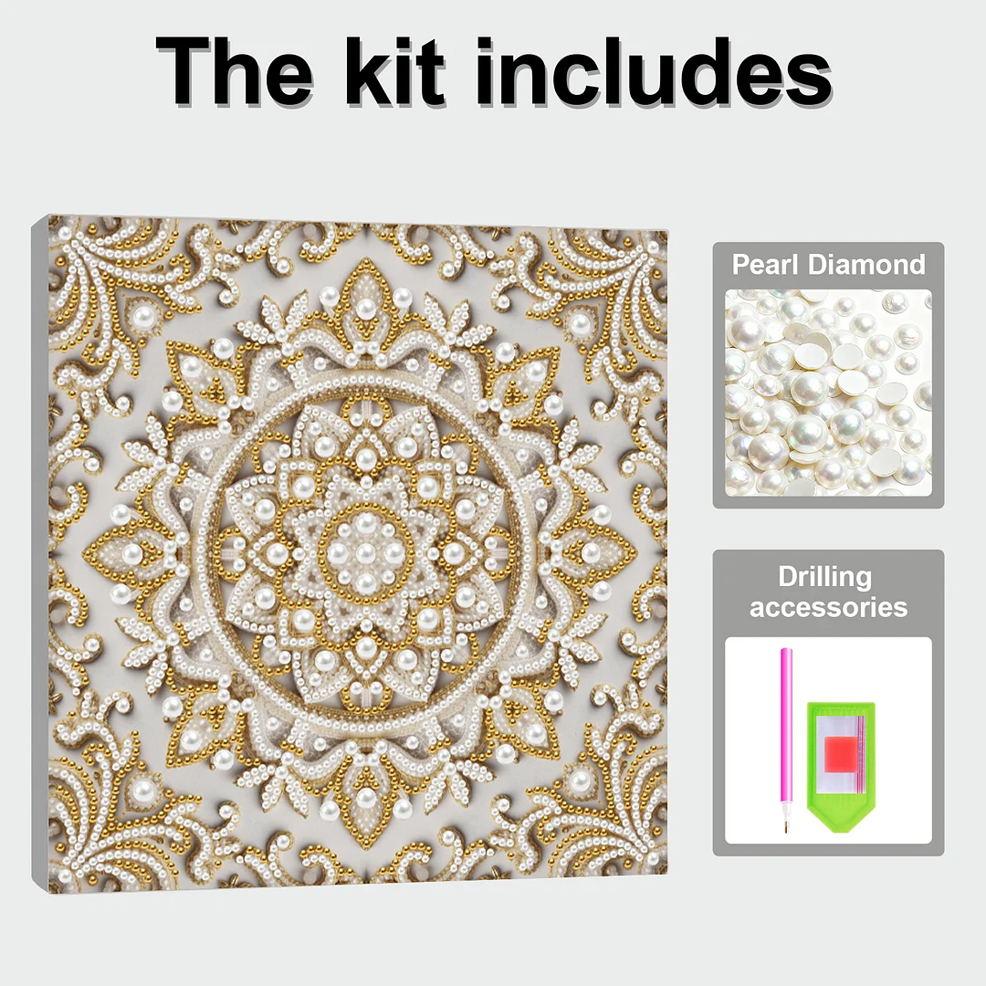 Round Mandala DIY Pearl Diamond Art Kit for Adults Home Decor 25x25cm With Frame