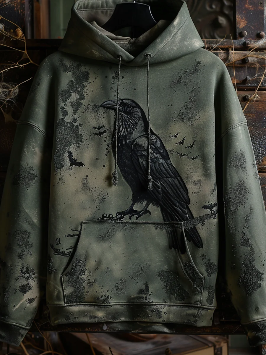 Crow Print Hoodie