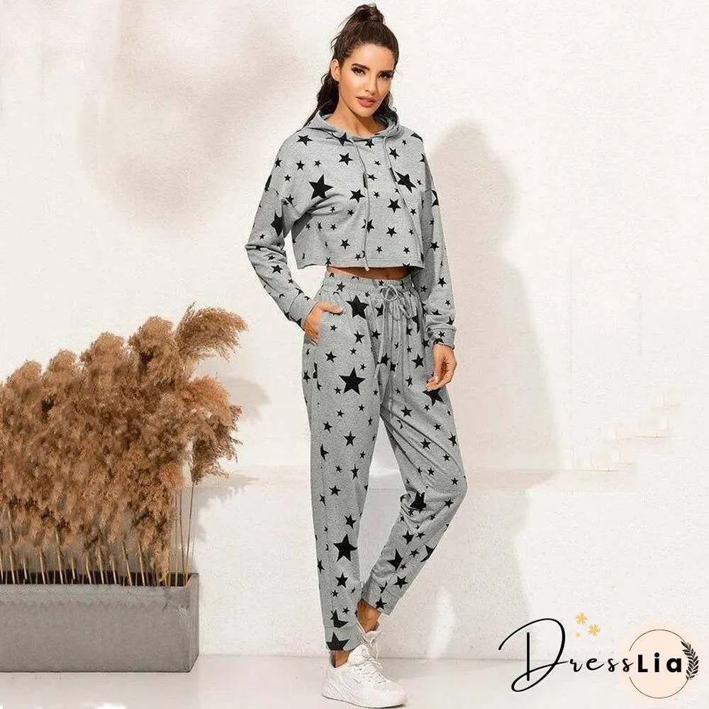 Autumn Print Sweat Suits Women Piece Sets Women Outfits Pants Set Tracksuits Casual Two