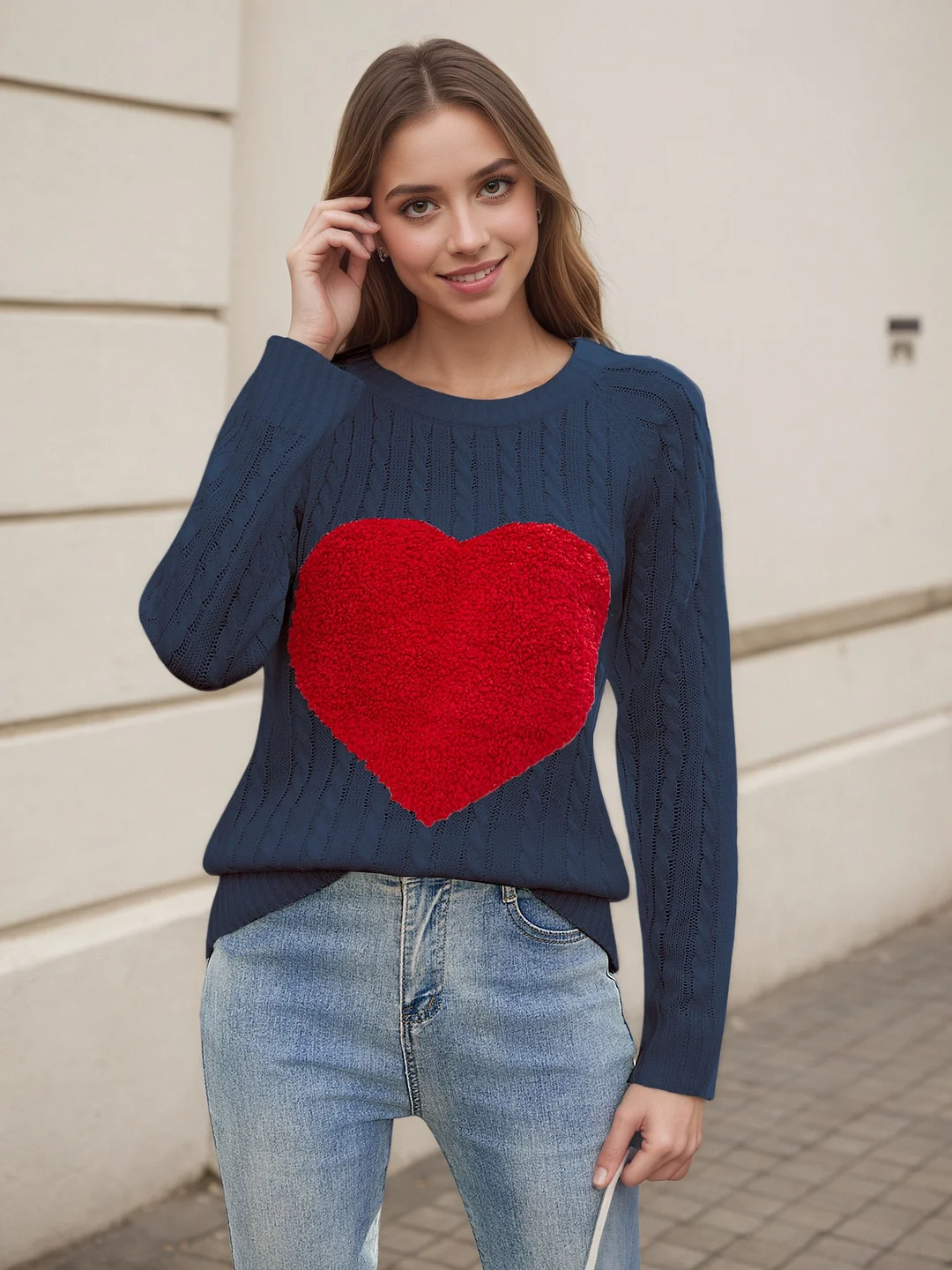 Athvotar Athvotar And Winter New Valentine's Day Knitted Shirt Collar Collar Love Velvet Sweater Woman