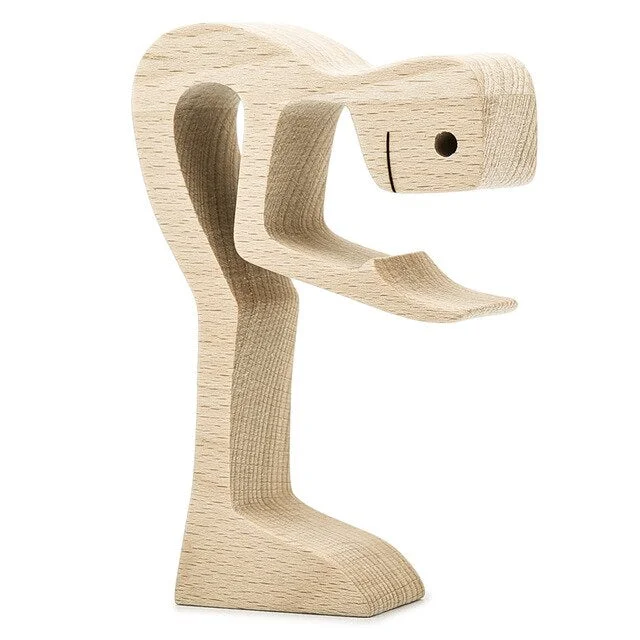 Wooden Figurines Miniatures Women and Dog Carving Wood Art Crafts Home Office Decoration Animal Ornaments Table Decoration