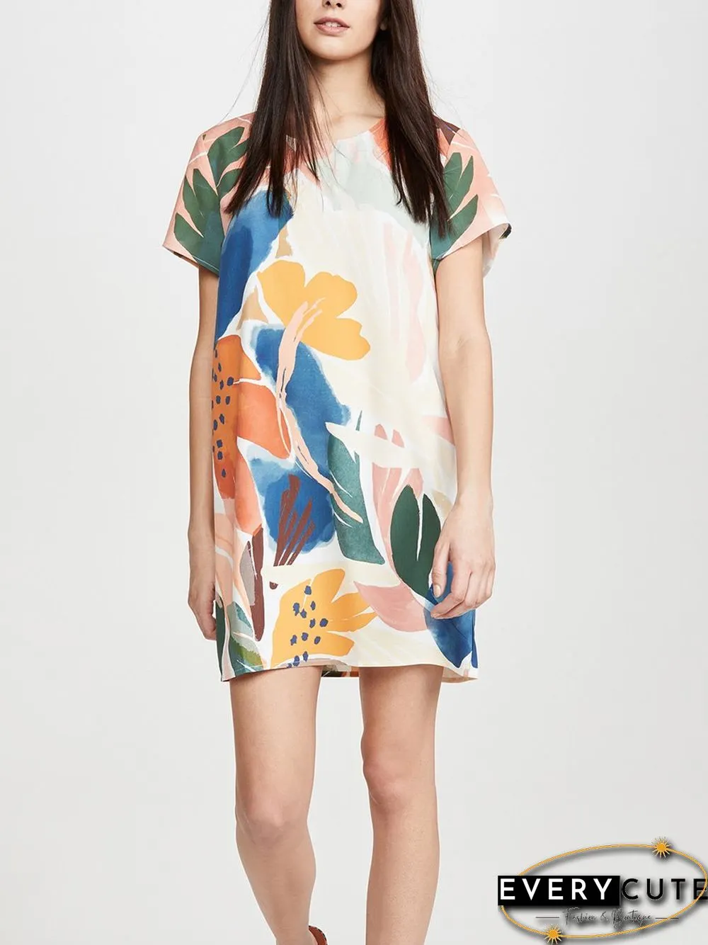 Abstract print shift mini dress P10024