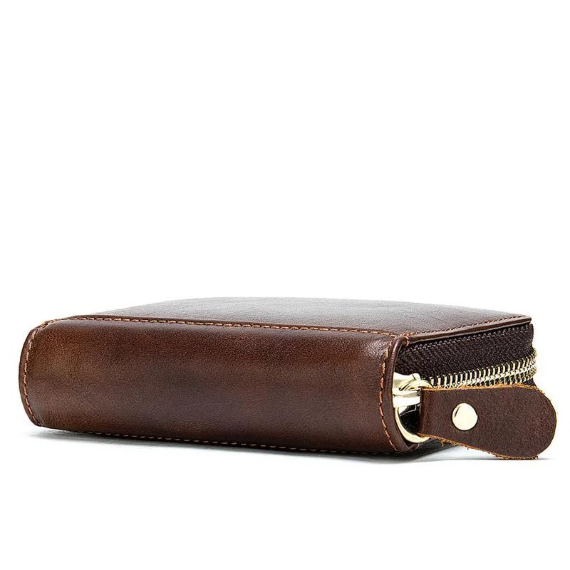 Mens Fashion Plain Vintage Zipper Wallets