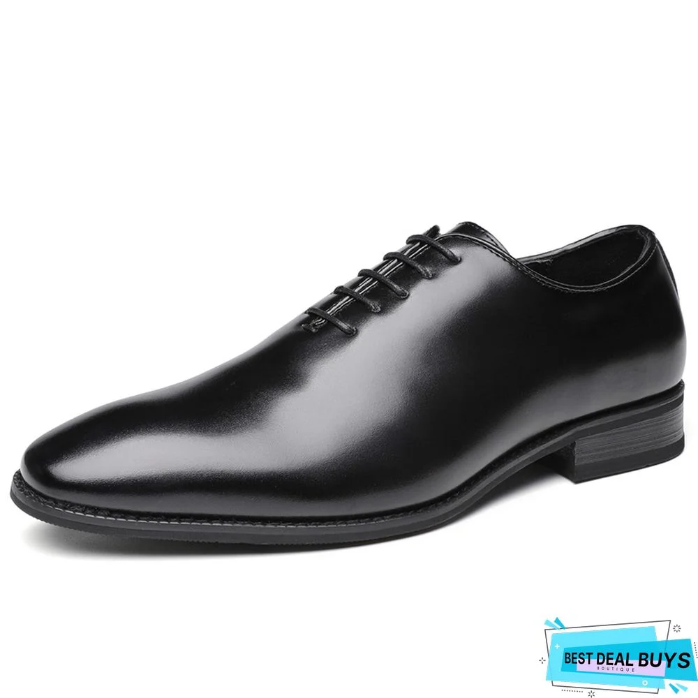 Bronze-Color Effect Squared Toe Leather Shoes Classic Derby Shoes