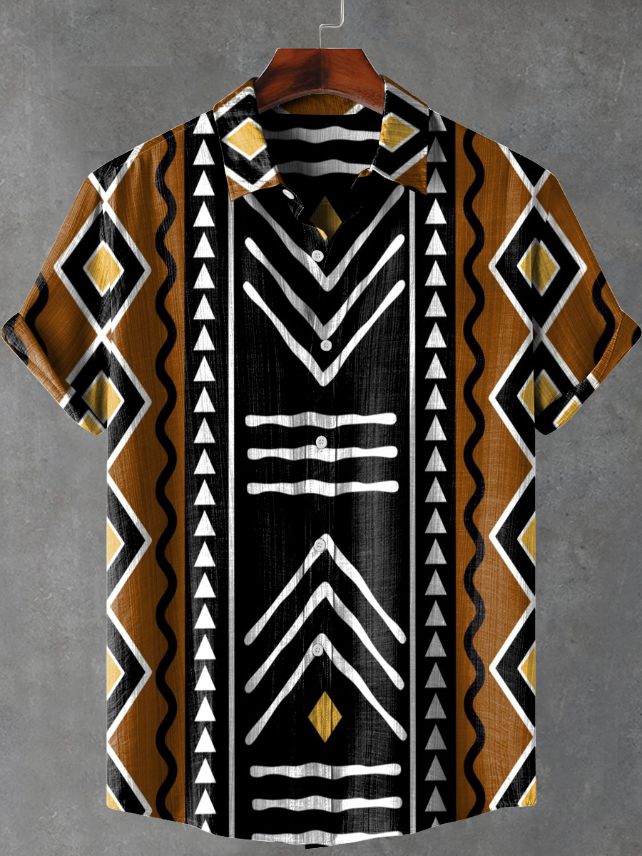 Africa Tribal Totem Art Print Casual 100% Cotton Shirt