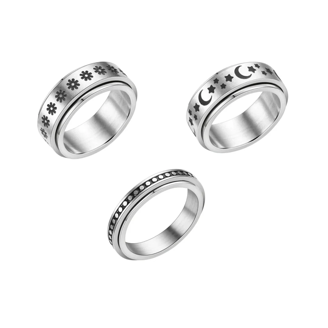 Moon & Stars Spinning Anxiety Ring