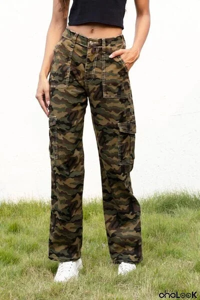 Camouflage Straight Leg Cargo Pants