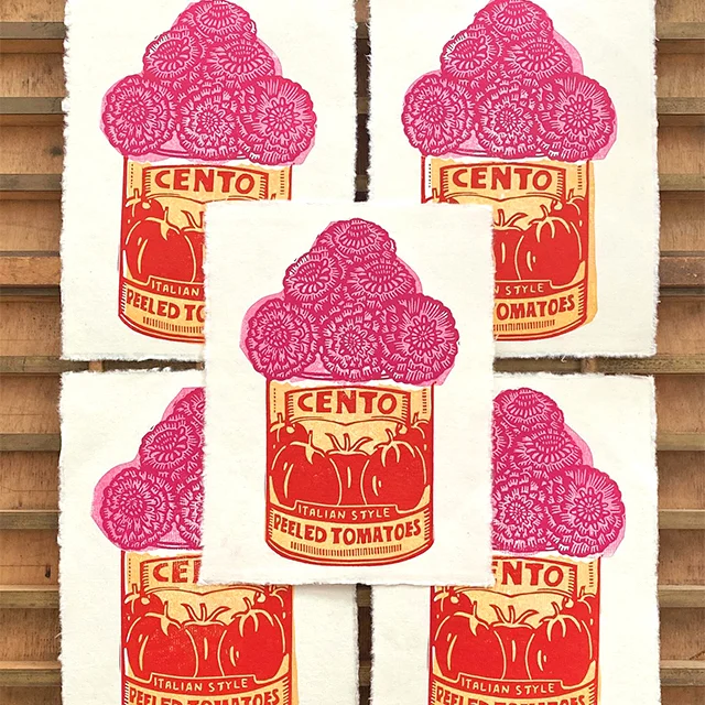 Tomato Can Floral Stamps