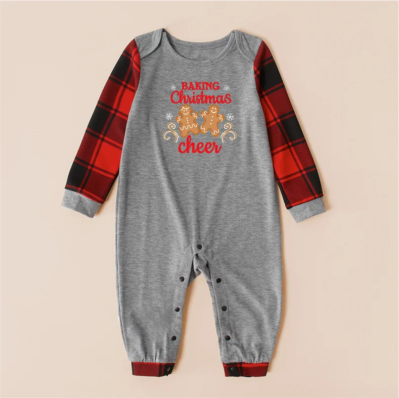 Family Matching Letter And Cute Gingerbread Man Print Christmas Pajamas Sets (with Pet Dog Clothes)