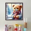Winter Window Bear-11CT Stamped Cross Stitch 40*40cm/15.75*15.75in tapestrymarket