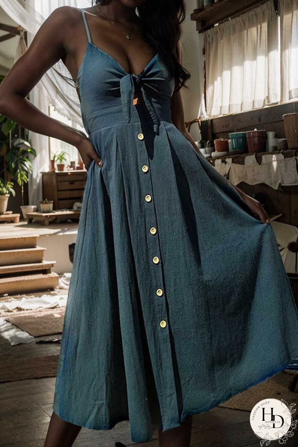 floral v neck tie spaghetti strap beach midi dress