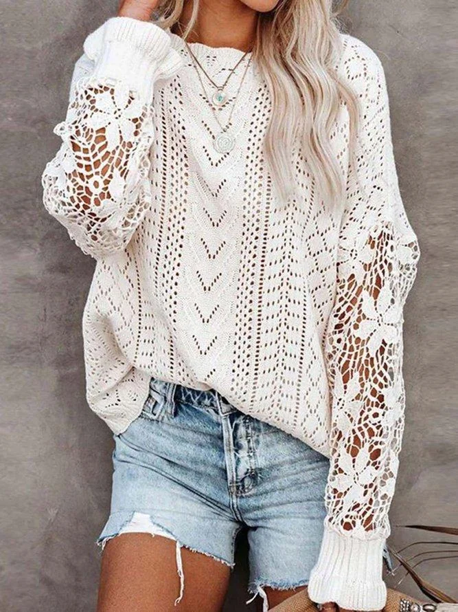 Crew Neck Elegant Plain Sweater