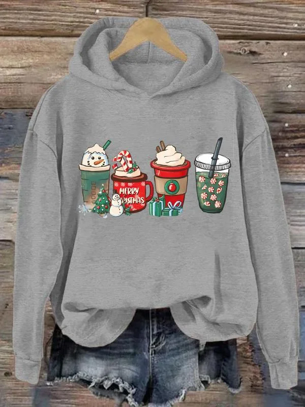 Merry Christmas Loose Pullover Hooded Sweatshirt-0020137