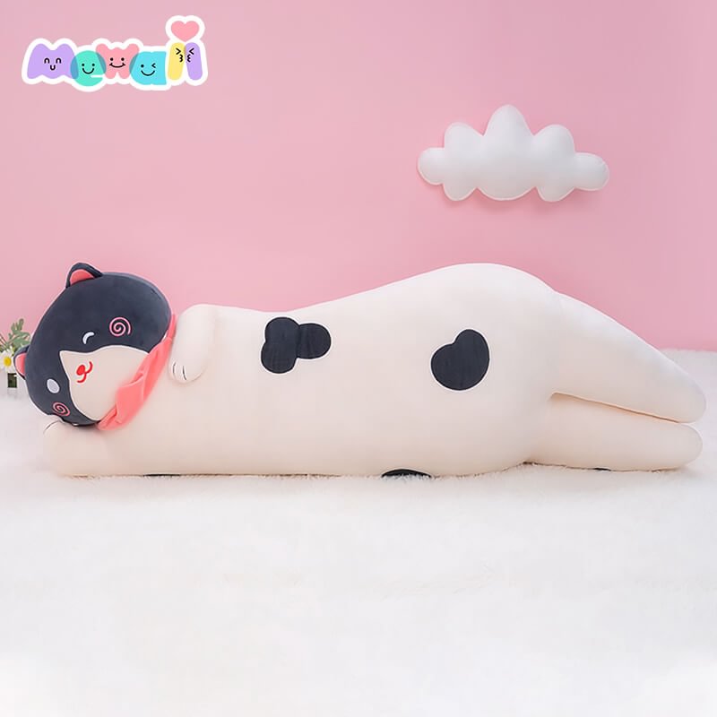 Mewaii® Loooong Family Kitten Lying White Fat Cat Plushies