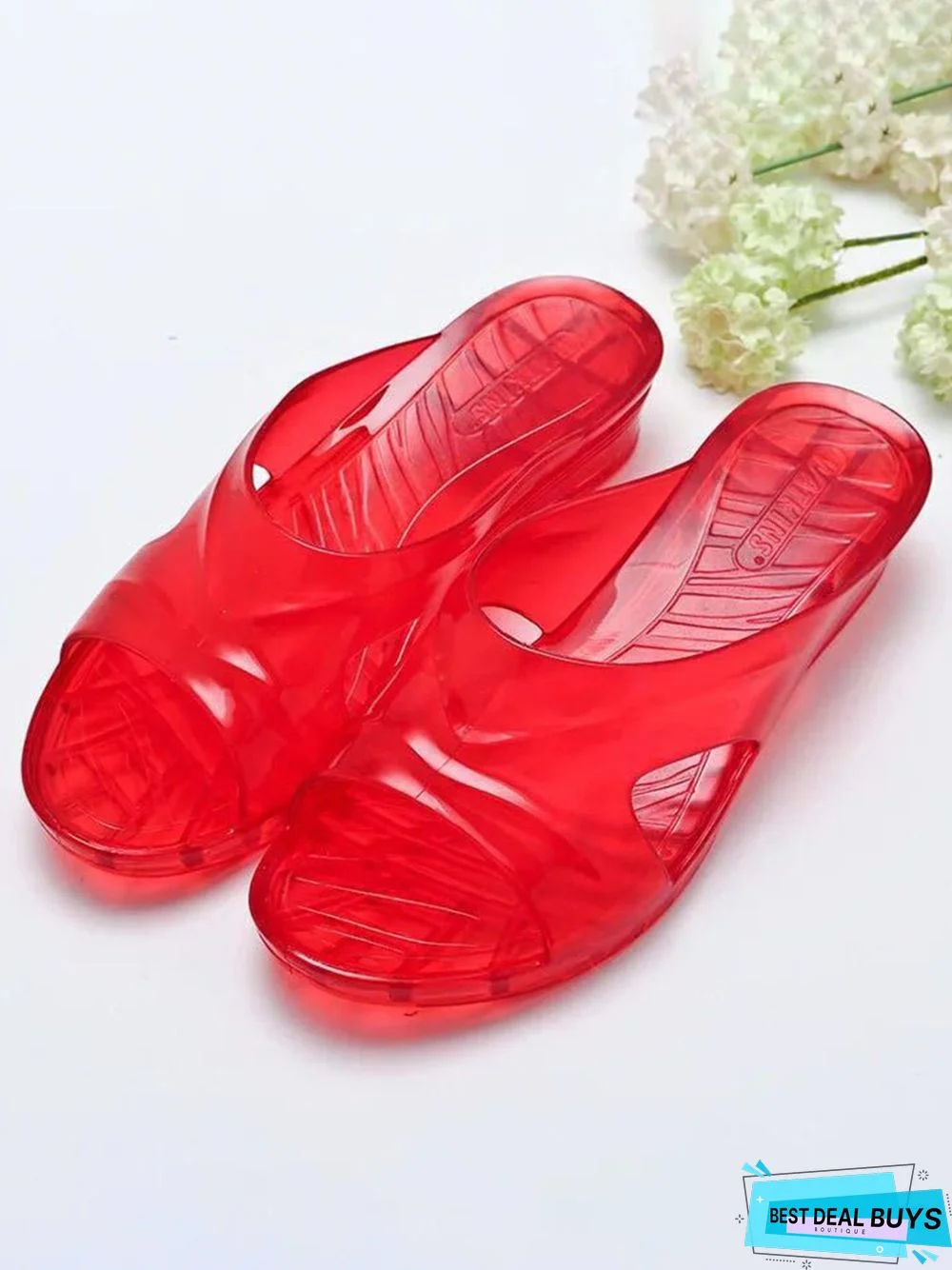 Crystal Clear Waterproof Wedge Slides