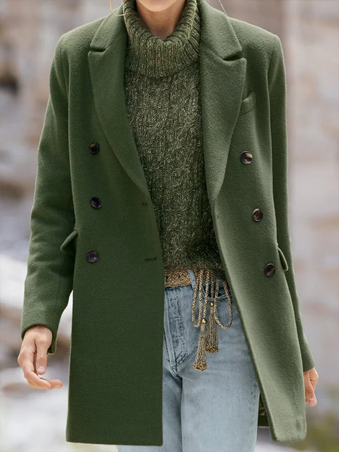 women's autumn winter lapel woolen coat