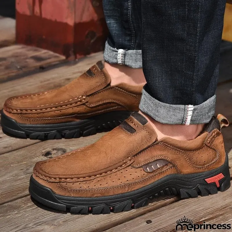 Men's Breathable Genuine Leather Handmade Walking Shoes