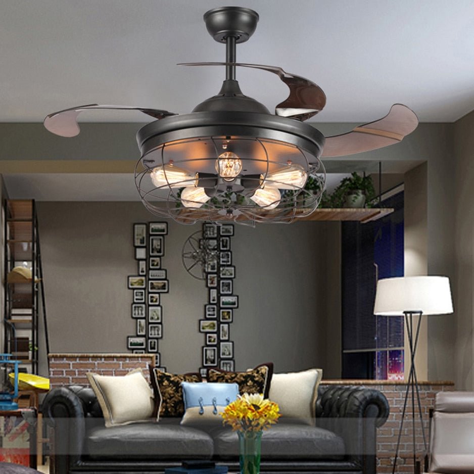 Led E27 Loft Stainless Steel Acryl Pendant Fan LED Lamp.LED Light.Pendant Lights.LED Pendant Light.Pendant Lamp For Foyer Store