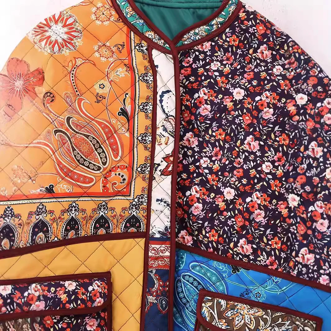 Nigikala Nigikala Women's Explosive Bumpy Cloth Small Broken Cotton Coat