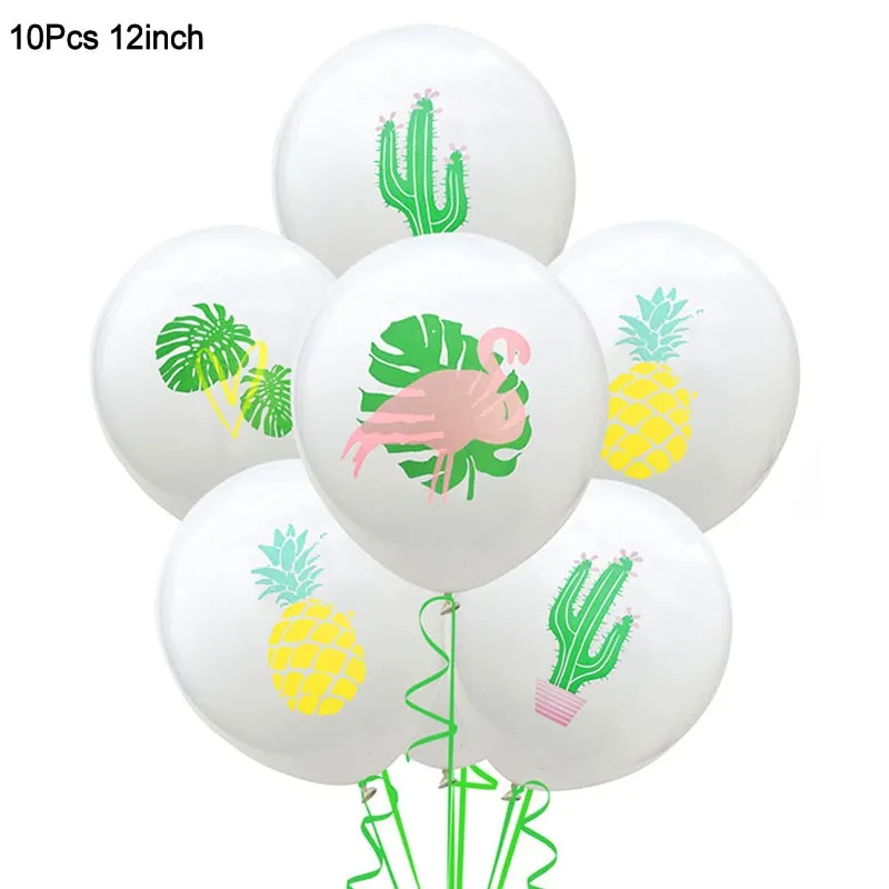 Hawaiian Party Decorations Palm Leaves Bunting Banner Luau Flamingo Summer Tropical Party Decoration Jungle Safari Party Ballons