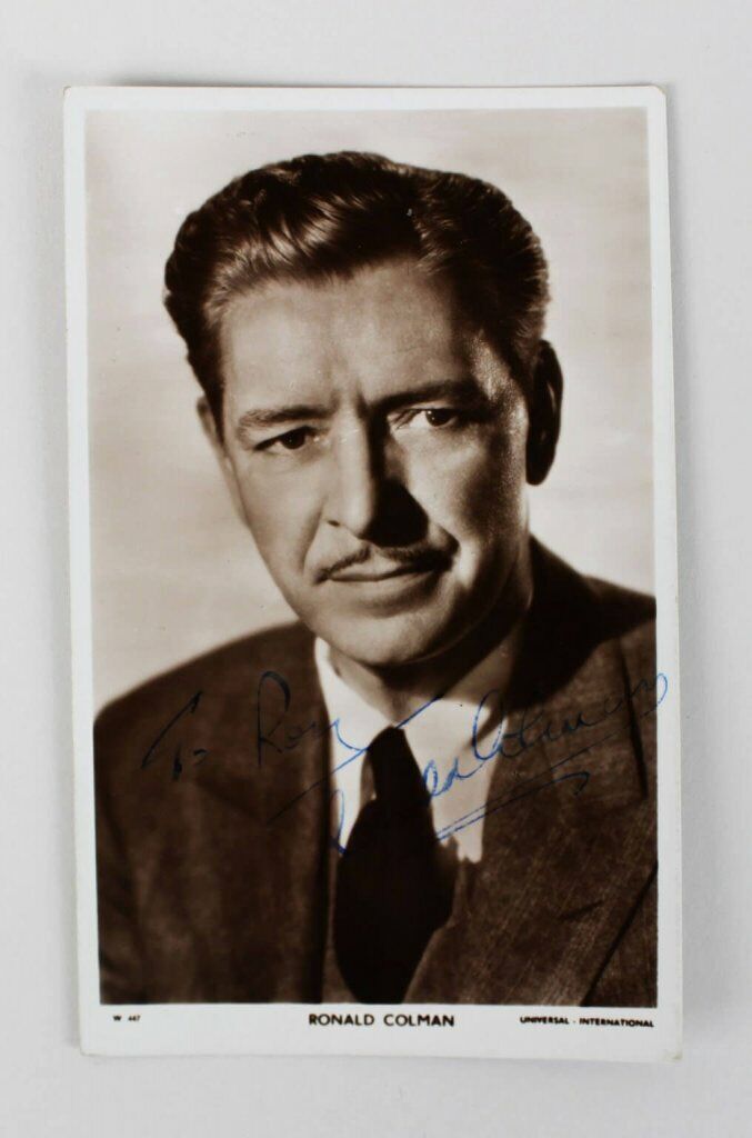 Ronald Colman Signed Post Card - COA JSA