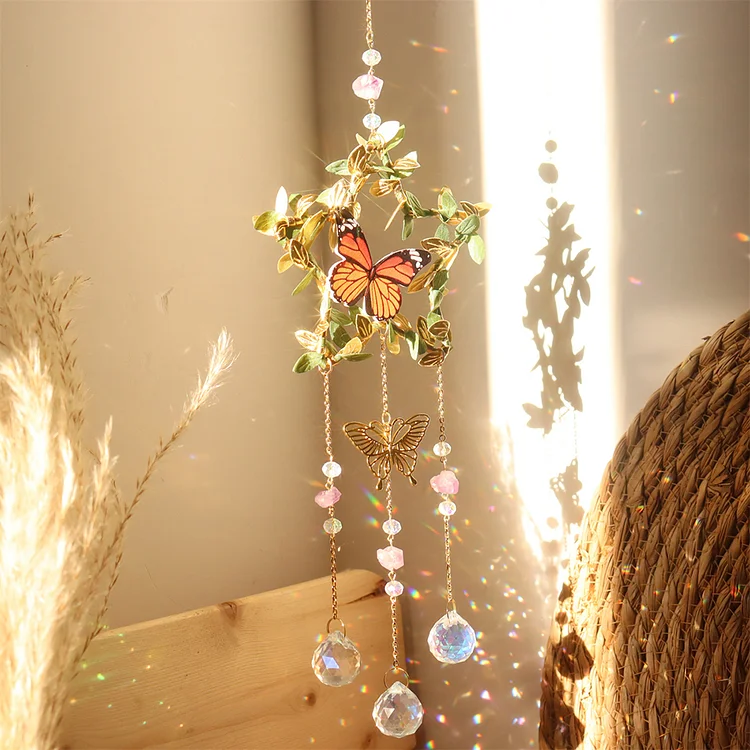 Crystal Wind Chime Prism Catchers Ornament Home Room Garden Decor (Star)