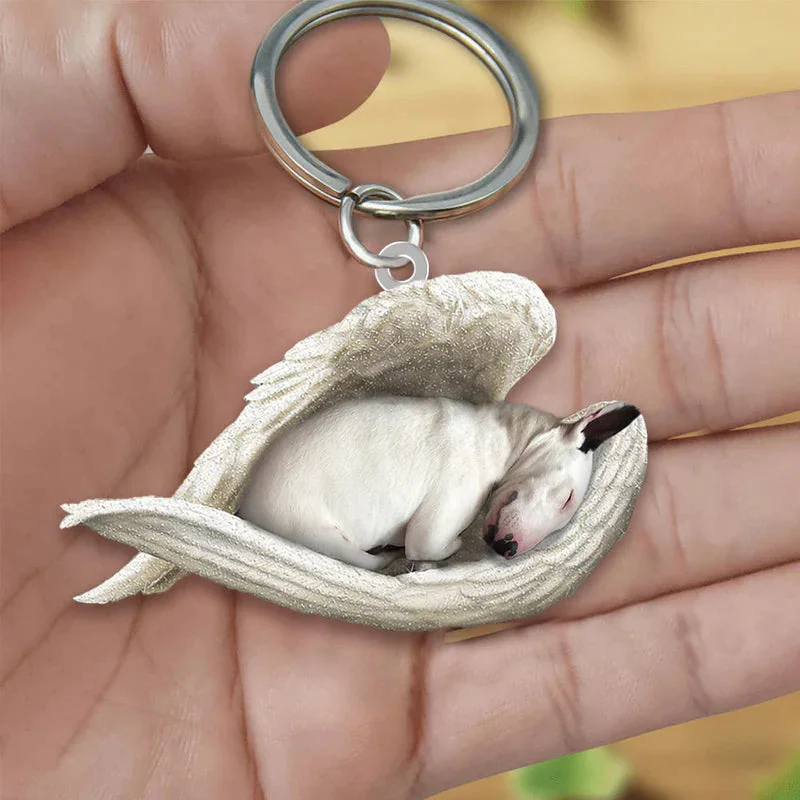 VigorDaily Sleeping Angel Acrylic Keychain Bull Terrier