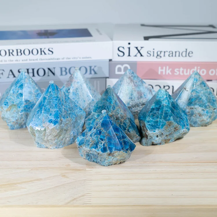 Blue Apatite Half Polished/Raw Point 1pcs