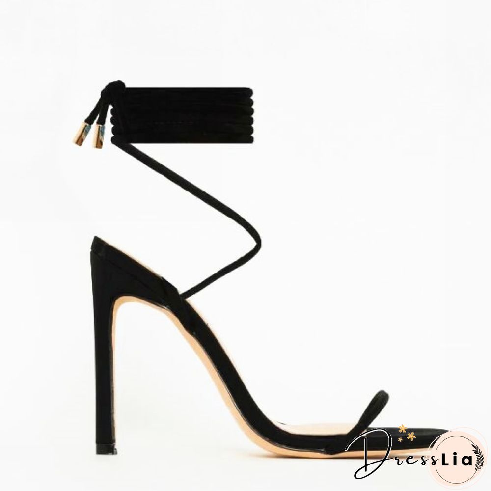 New Women Shoes Gladiator Sandals Ankle Cross Stripe High Heels Summer Woman Sandalias