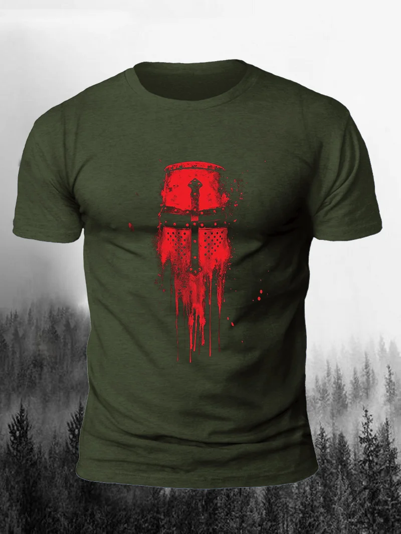 Knight Templar Print Short Sleeve Men's T-Shirt in  mildstyles