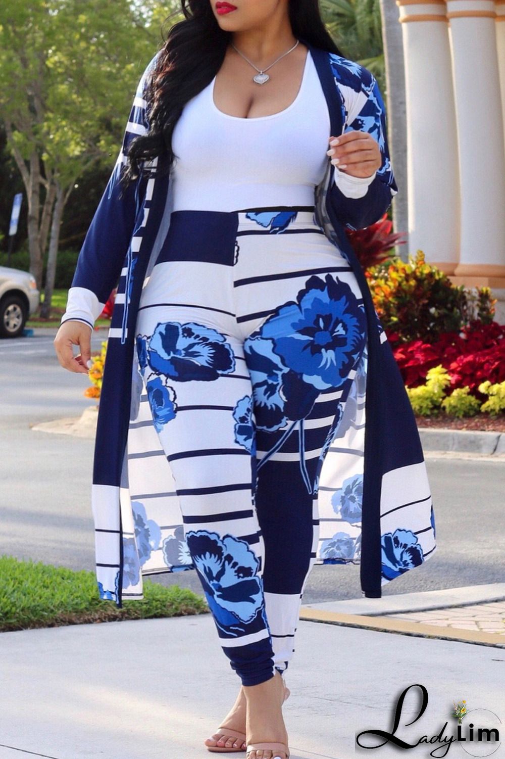 Camouflage Fashion Casual Street Vacation Print Printing cardigan Plus Size Two Pieces