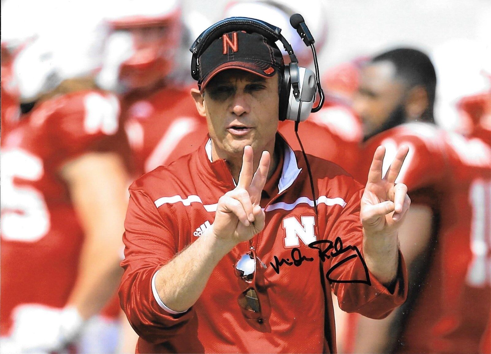 MIKE RILEY HAND SIGNED NEBRASKA CORNHUSKERS 8X10 Photo Poster painting W/COA