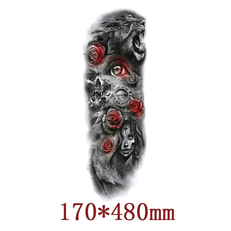 Sdrawing Tattoos Arm Sleeve Man Skeleton Hand Tiger Fish Fox Animal Stickers Supernatural Fake Tattoo Evil For Men Waterproof 1028-0