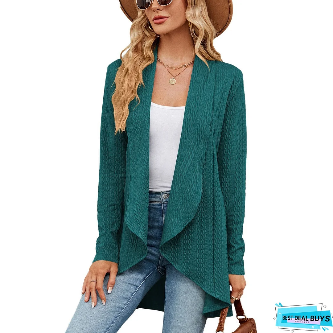 Autumn and Winter New Long sleeved Solid Color Loose Cardigan Top Women's Knitted Coat