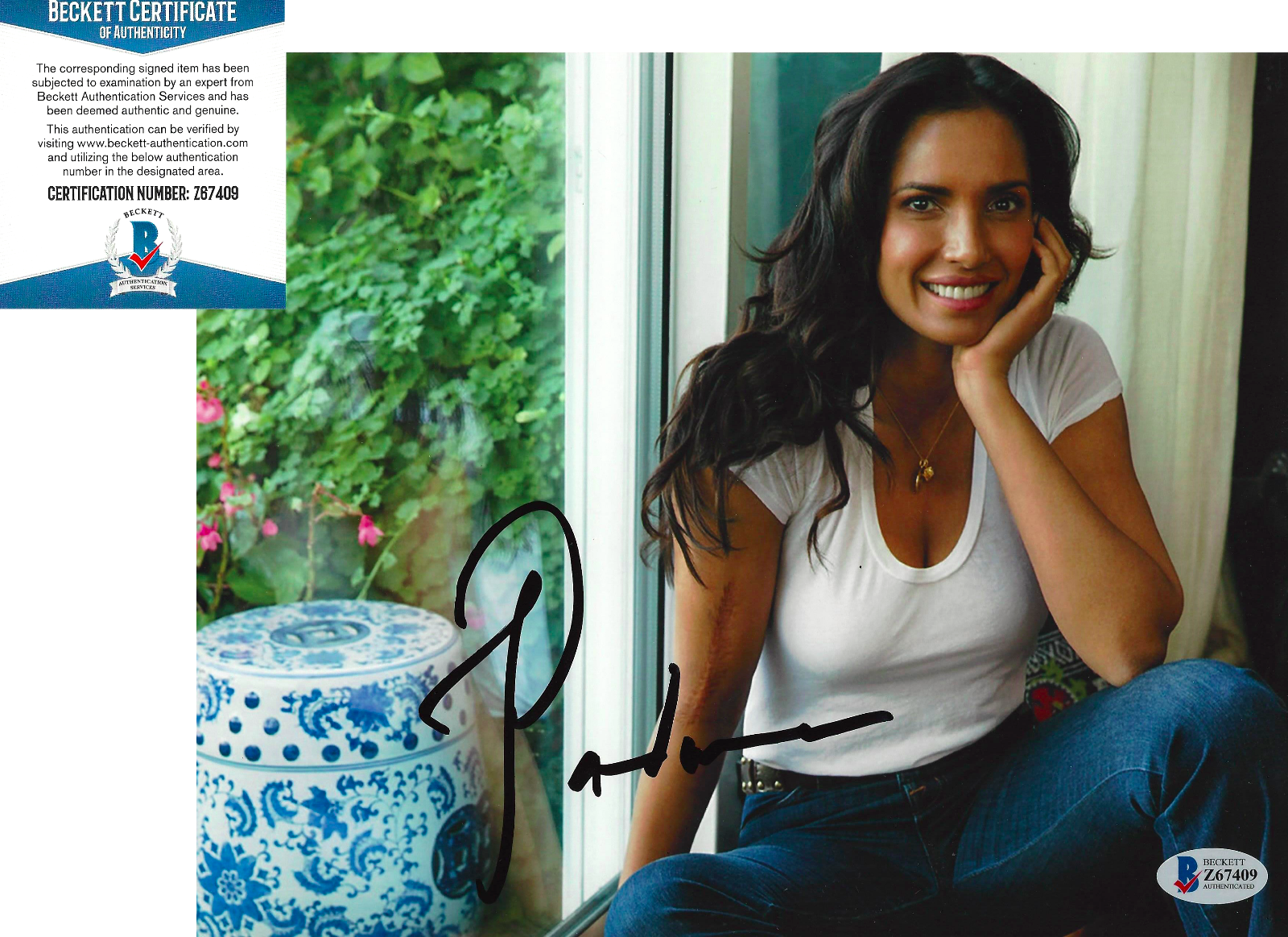 PADMA LAKSHMI SIGNED 8X10 Photo Poster painting C SEXY TOP CHEF HOST COOK MODEL BECKETT COA BAS