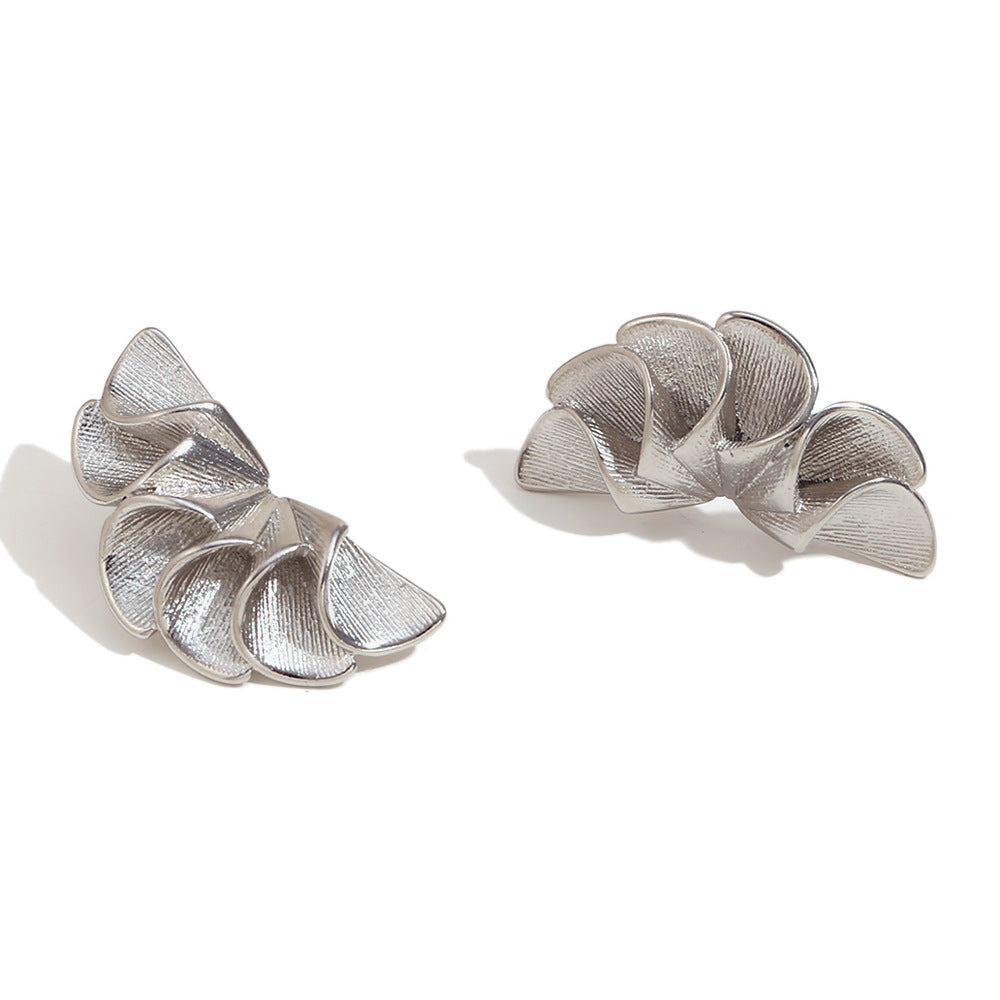 Niche Design Personality Earrings Stainless Steel 18K Gold Plated Geometric Petal Earrings For Women