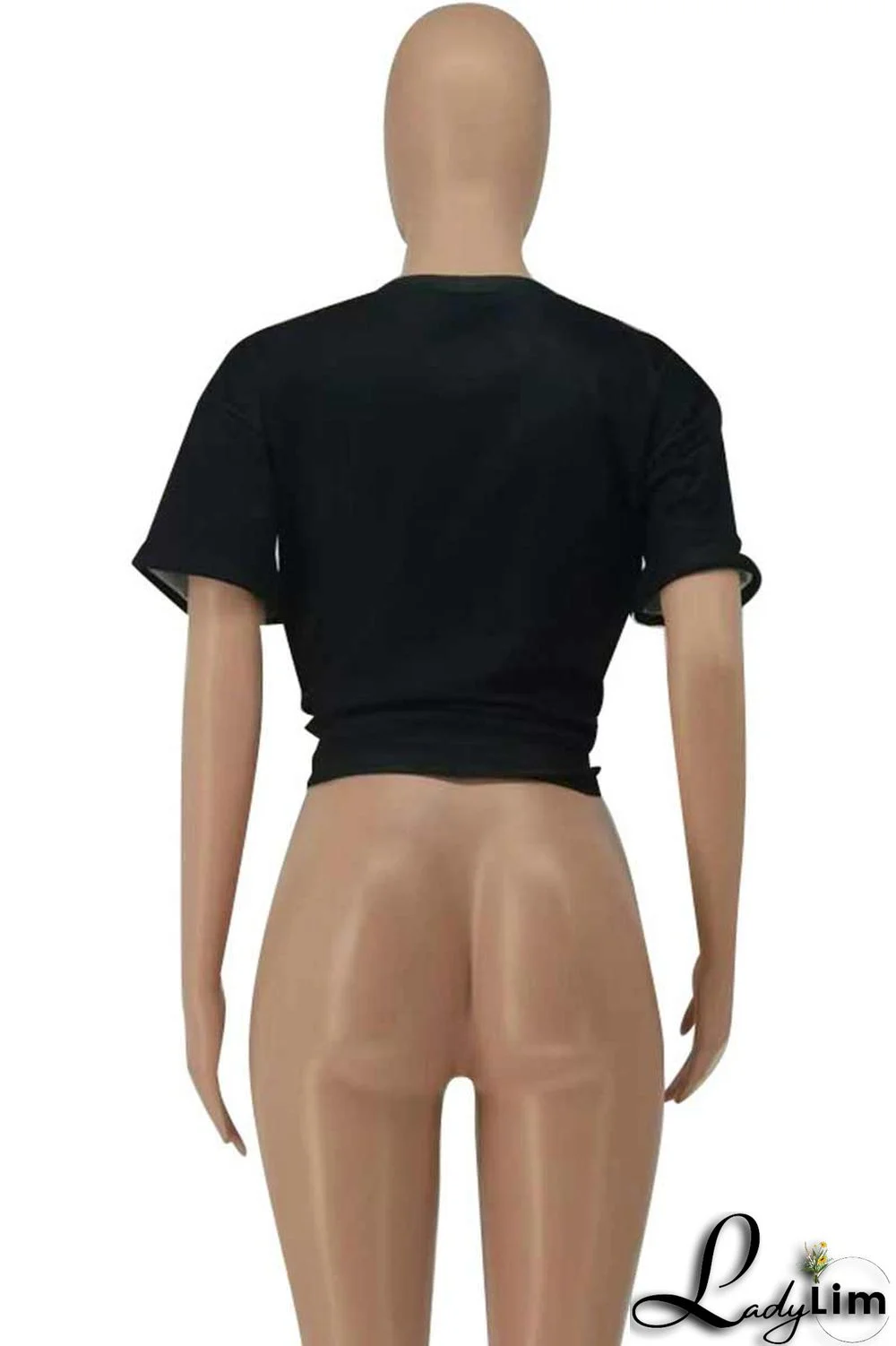 White Casual Print Split Joint O Neck T-Shirts