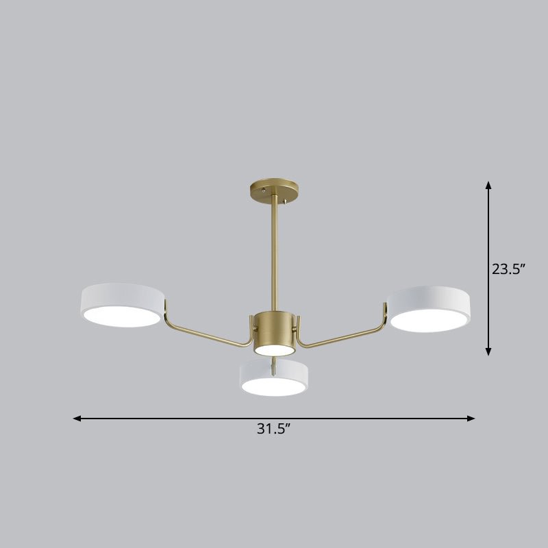 Minimalistic Round Chandelier Light Fixture Acrylic Living Room LED Hanging Lamp