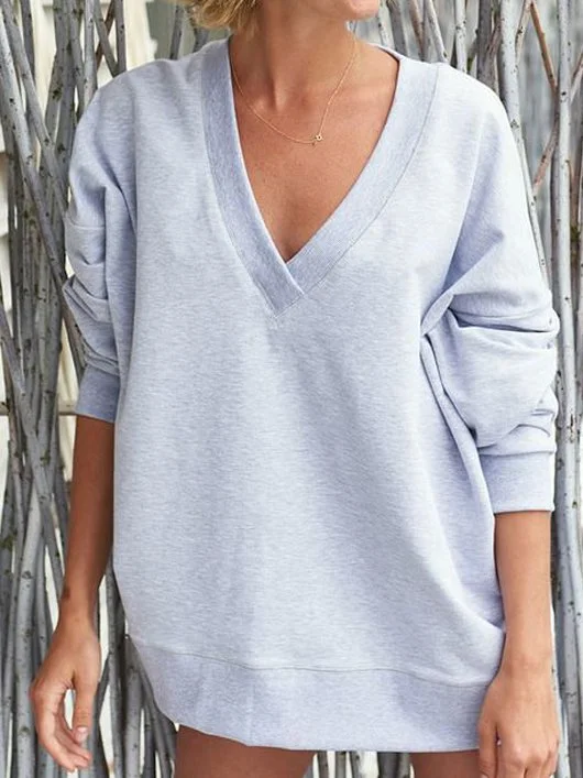 Gray Solid Long Sleeve Sweatshirt