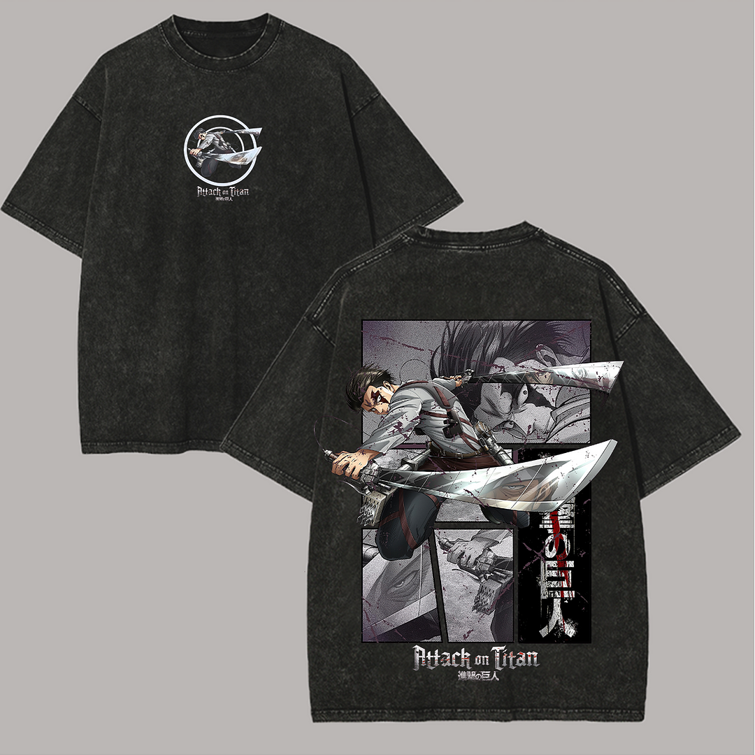 Attack On Titan Printed Unisex Washed T-Shirt