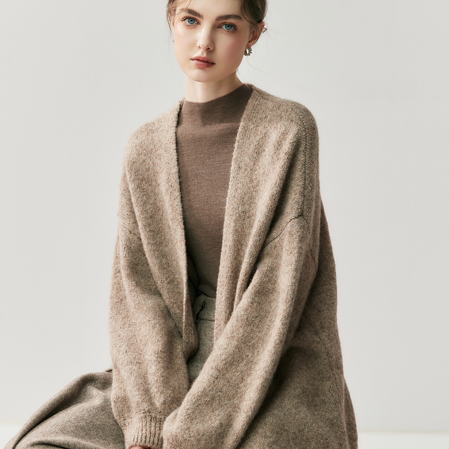 Women's Slouchy Longline Cashmere Cardigan REAL SILK LIFE