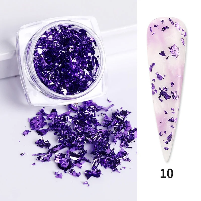 6 Grids Sparkly Foil Nails Sequins Irregular Aluminum Gold Red Summer Design Set  Mirror Chrome Glitter Flakes Gel DIY Manicure-Nail Inspo